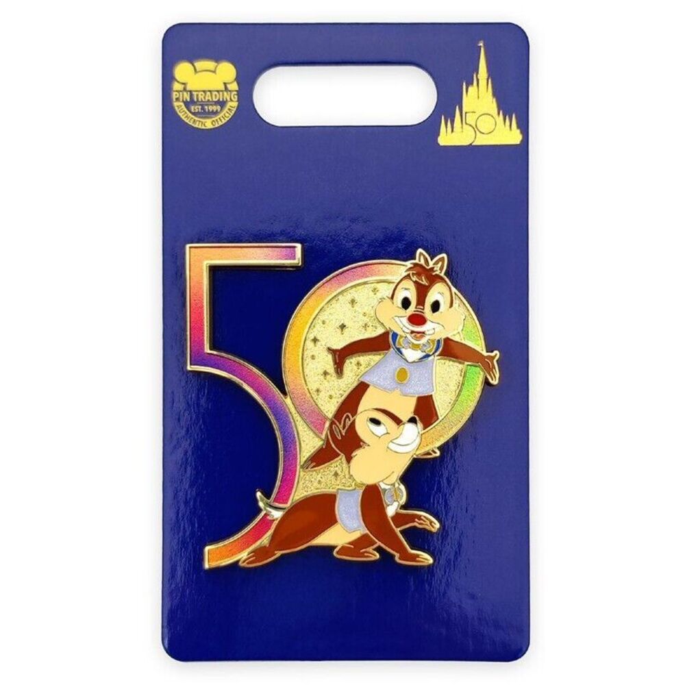 Disney Parks Walt Disney World 50th Anniversary pin Chip & Dale New WDW MK.